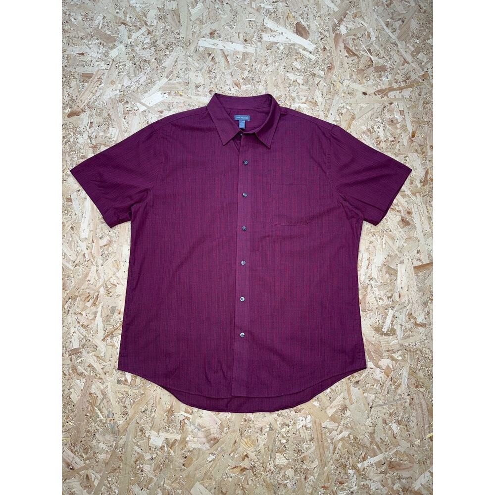 Van Heusen Men’s Burgundy Short Sleeve Button Down Shirt Sz XL